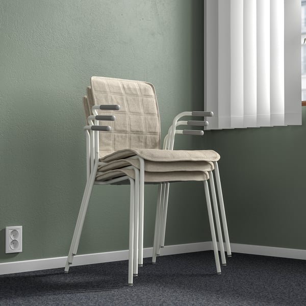 LÄKTARE Chaise conférence, beige clair/blanc