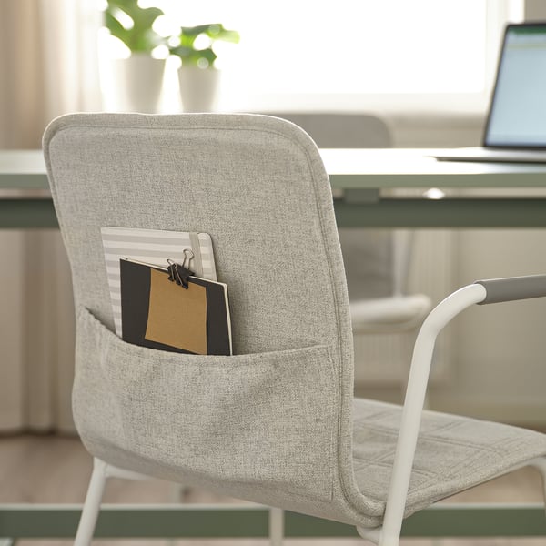 LÄKTARE Chaise conférence, beige clair/blanc