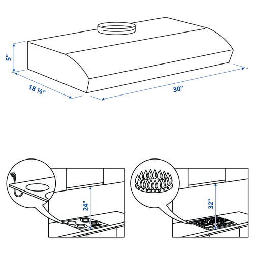 LAGAN Hotte sous armoire, blanc