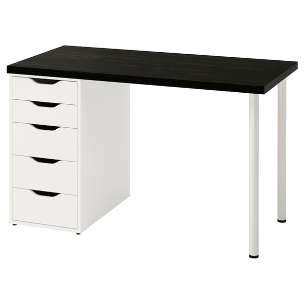LAGKAPTEN / ALEX Bureau, brun-noir/blanc, 47 1/4x23 5/8 "