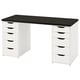 LAGKAPTEN / ALEX Bureau, brun-noir/blanc, 55 1/8x23 5/8 "