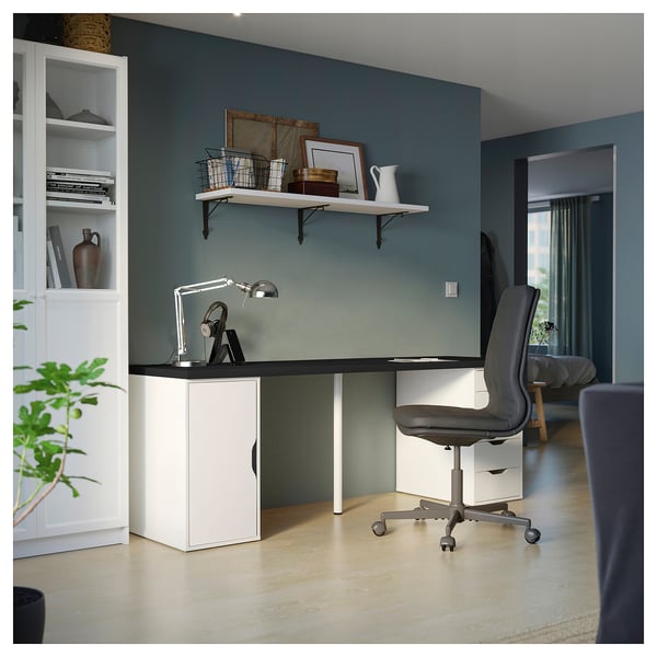 LAGKAPTEN / ALEX Bureau, brun-noir/blanc, 78 3/4x23 5/8 "