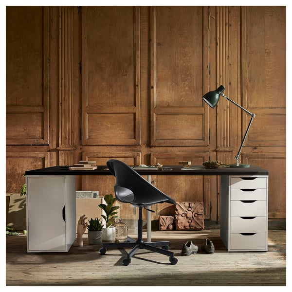 LAGKAPTEN / ALEX Bureau, brun-noir/blanc, 78 3/4x23 5/8 "