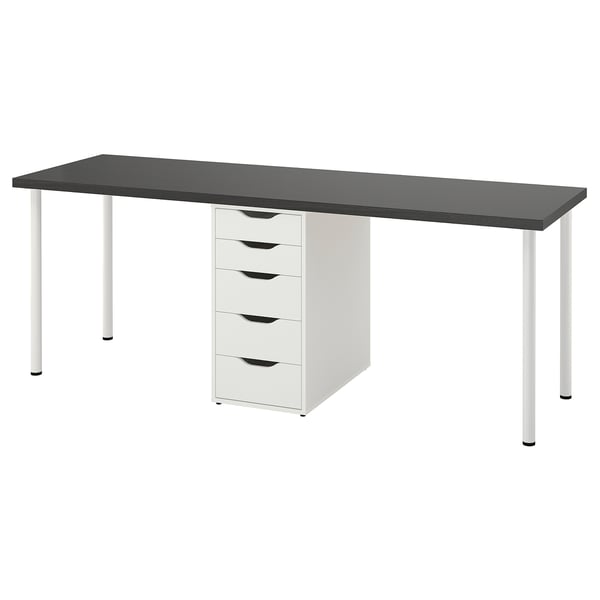 LAGKAPTEN / ALEX Bureau, brun-noir/blanc, 78 3/4x23 5/8 "