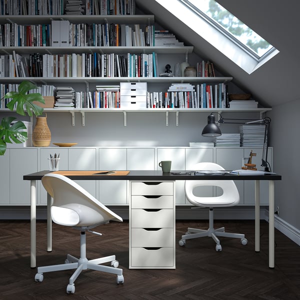 LAGKAPTEN / ALEX Bureau, brun-noir/blanc, 78 3/4x23 5/8 "