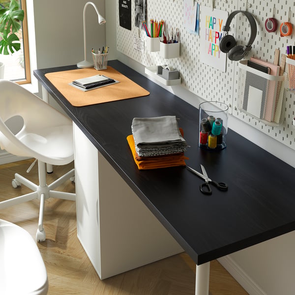 LAGKAPTEN / ALEX Bureau, brun-noir/blanc, 78 3/4x23 5/8 "