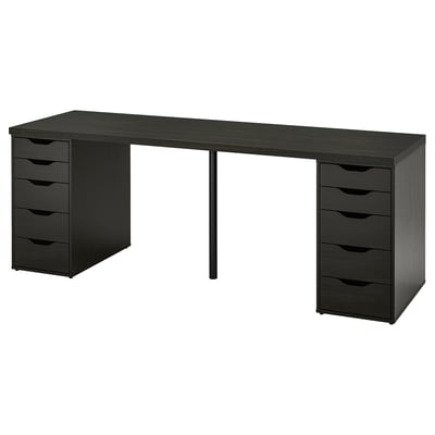 LAGKAPTEN / ALEX Bureau, brun-noir/noir, 78 3/4x23 5/8 "