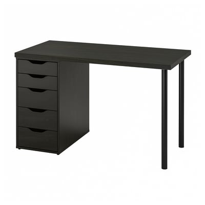 LAGKAPTEN / ALEX Bureau, brun-noir/noir, 47 1/4x23 5/8 "