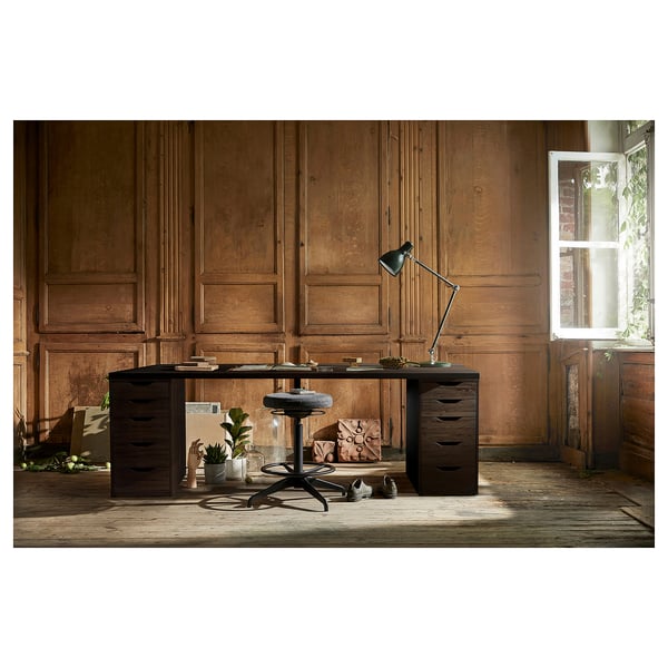 LAGKAPTEN / ALEX Bureau, brun-noir/noir, 78 3/4x23 5/8 "