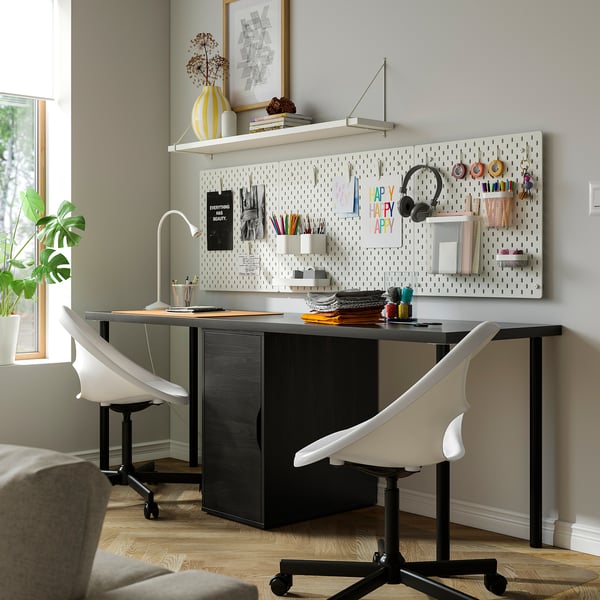LAGKAPTEN / ALEX Bureau, brun-noir/noir, 78 3/4x23 5/8 "