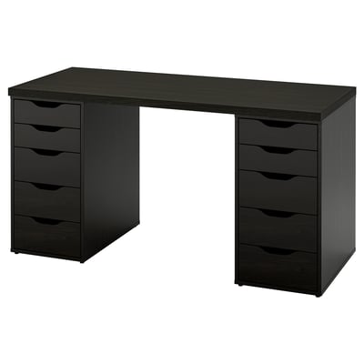 LAGKAPTEN / ALEX Bureau, brun-noir, 55 1/8x23 5/8 "