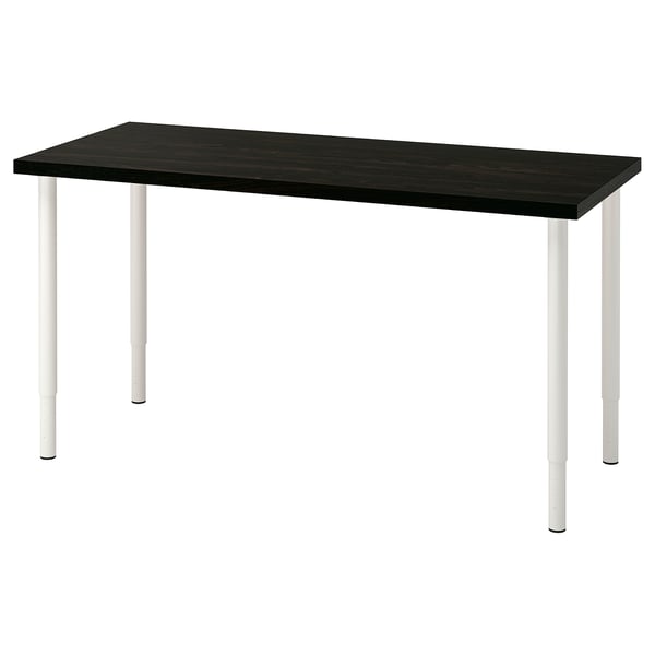 LAGKAPTEN / OLOV Bureau, brun-noir/blanc, 55 1/8x23 5/8 "