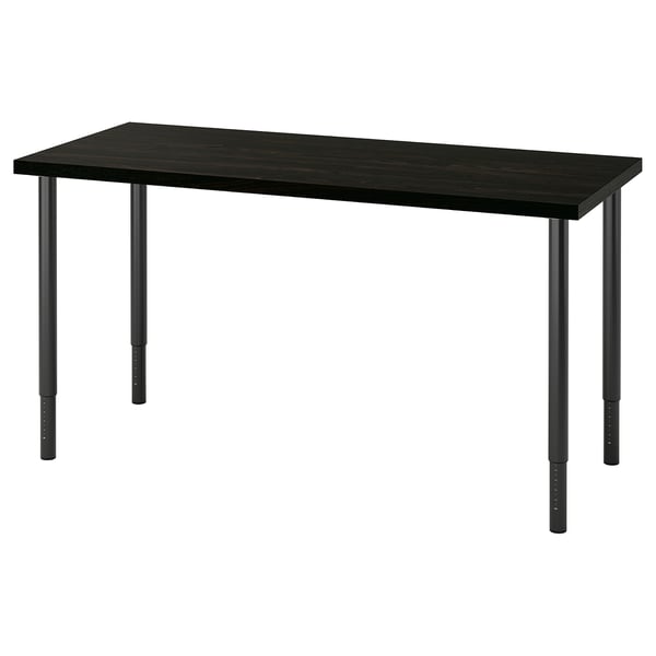 LAGKAPTEN / OLOV Bureau, brun-noir/noir, 55 1/8x23 5/8 "