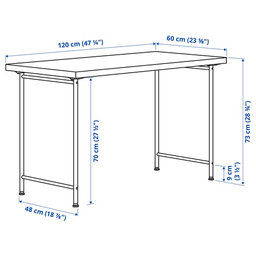 LAGKAPTEN / SPÄND Bureau, blanc, 47 1/4x23 5/8 "