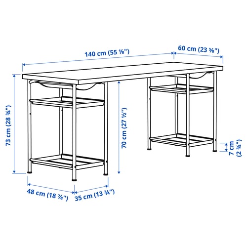 LAGKAPTEN / SPÄND Bureau, blanc, 55 1/8x23 5/8 "