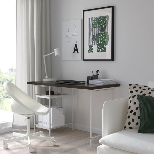 LAGKAPTEN / SPÄND Bureau, brun-noir/blanc, 47 1/4x23 5/8 "