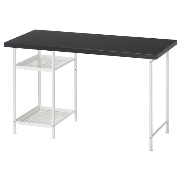 LAGKAPTEN / SPÄND Bureau, brun-noir/blanc, 47 1/4x23 5/8 "