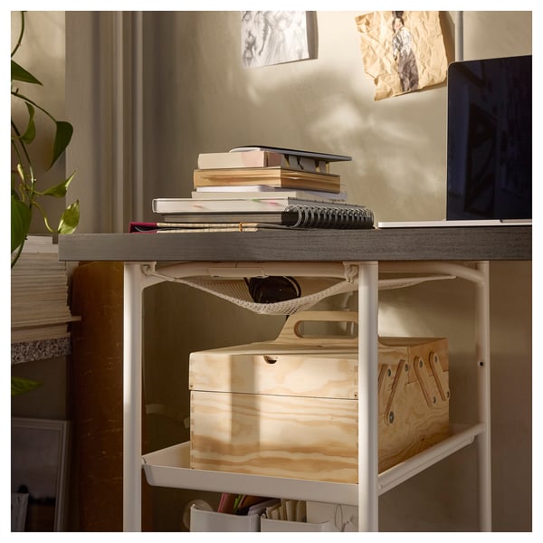 LAGKAPTEN / SPÄND Bureau, brun-noir/blanc, 47 1/4x23 5/8 "