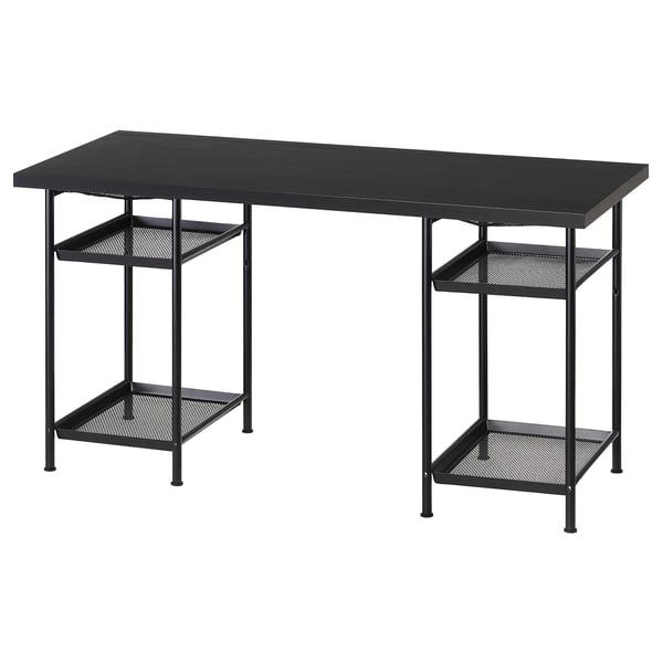 LAGKAPTEN / SPÄND Bureau, brun-noir/noir, 55 1/8x23 5/8 "