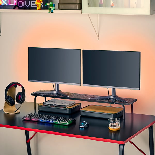 LÅNESPELARE Support pour écran, noir, 38 ¼x7 ½ "