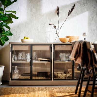 LANESUND Buffet, gris-brun, 63 3/8x18 1/2x31 7/8 "