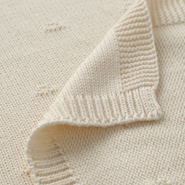 LEN Couverture bébé, blanc/tricoté, 27 1/2x35 3/8 "