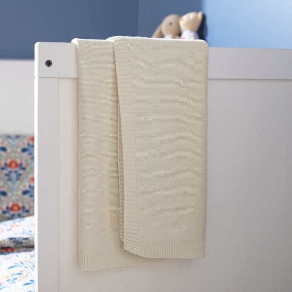 LEN Couverture bébé, blanc/tricoté, 27 1/2x35 3/8 "