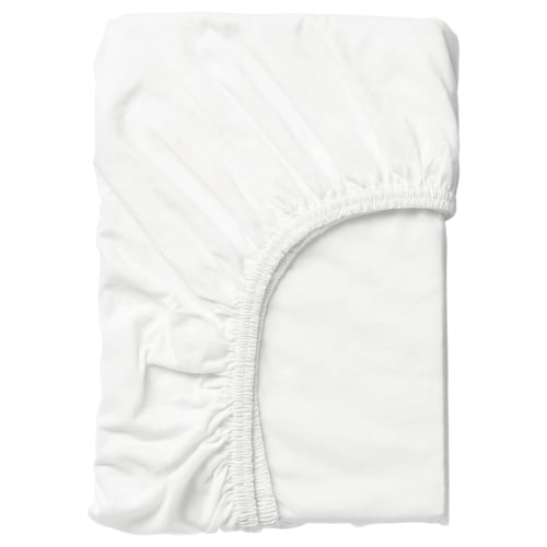 LEN Drap-housse pour lit de bébé, blanc/jersey, 27 1/2x52 "
