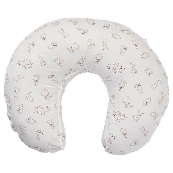 LEN Housse pour coussin d'allaitement, motif lapin/blanc, 23 ½x19 ¾x7 "
