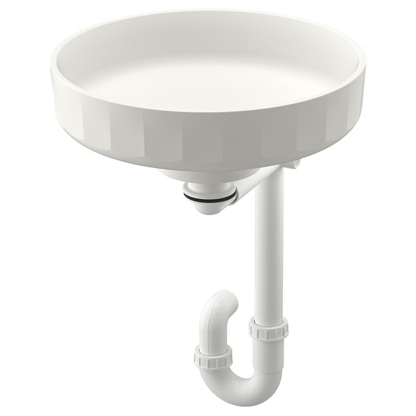 LERSJÖN Lavabo intégré avec siphon, blanc, 15x5 1/2 "