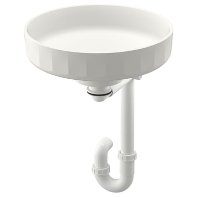 LERSJÖN Lavabo intégré avec siphon, blanc, 15x5 1/2 "