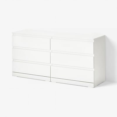 LILLBERGET Commode à 6 tiroirs, blanc, 55 1/8x16 7/8x26 3/4 "