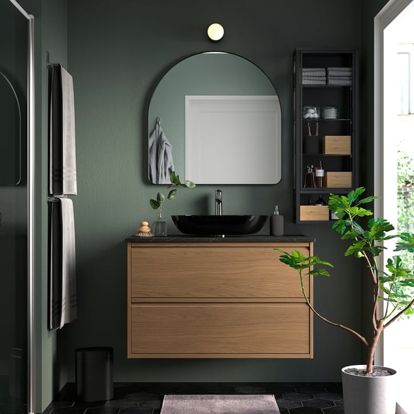 LINDBYN Miroir, noir, 31 1/2x31 1/2 "