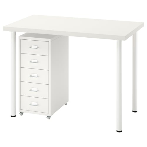 LINNMON/ADILS / HELMER Bureau+et rangement, blanc
