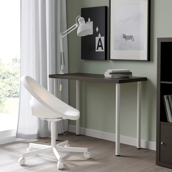 LINNMON / ADILS Table, brun-noir/blanc, 39 3/8x17 3/4 "