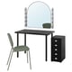 LINNMON / VIHALS Bureau et chaise, brun-noir/gris-vert