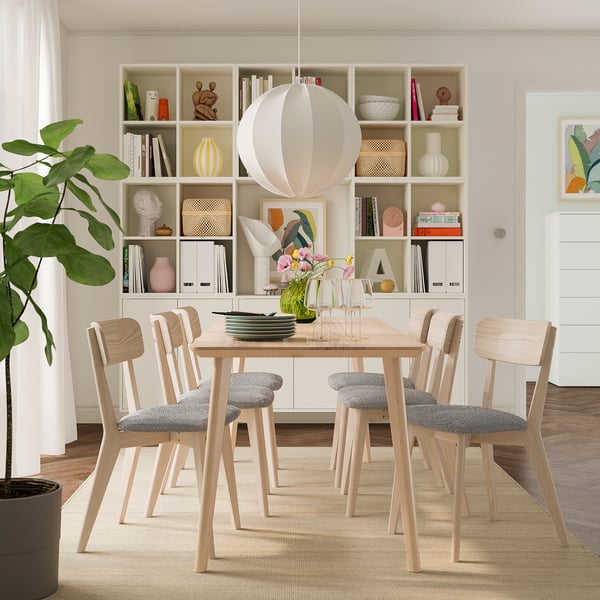 LISABO / LISABO Table et 6 chaises, frêne/Tallmyra blanc/noir, 78 3/4x30 3/4 "