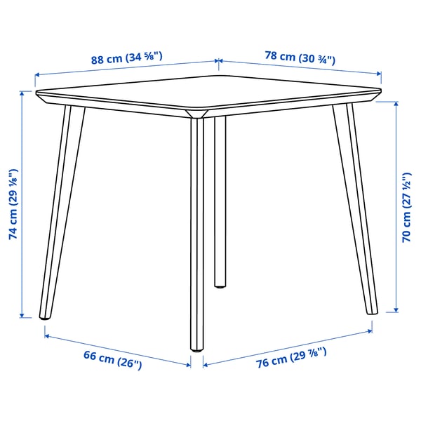 LISABO / LYCKAN Table et 2 chaises, frêne plaqué/bouleau plaqué, 34 5/8x30 3/4 "