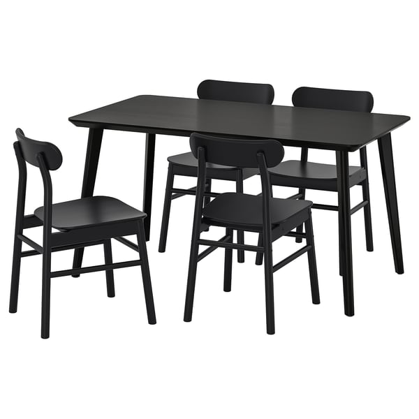 LISABO / RÖNNINGE Table et 4 chaises, noir/noir, 55 1/8x30 3/4 "