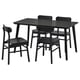 LISABO / RÖNNINGE Table et 4 chaises, noir/noir, 55 1/8x30 3/4 "