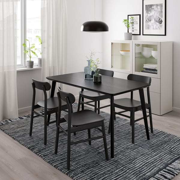 LISABO / RÖNNINGE Table et 4 chaises, noir/noir, 55 1/8x30 3/4 "