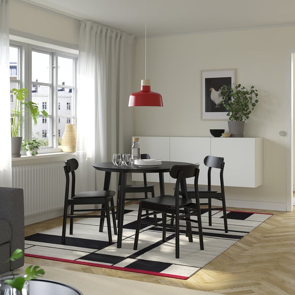 LISABO / RÖNNINGE Table et 4 chaises, noir/noir, 41 3/8 "