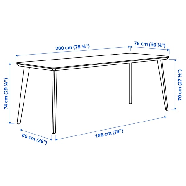 LISABO Table, frêne plaqué, 78 3/4x30 3/4 "
