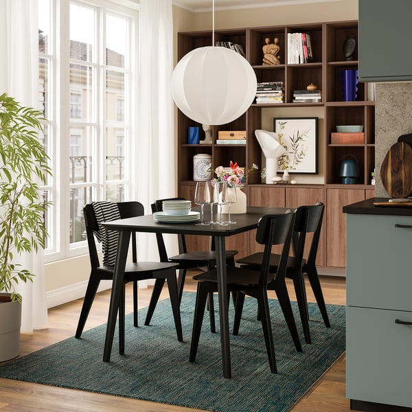 LISABO Table, noir/frêne plaqué, 55 1/8x30 3/4 "
