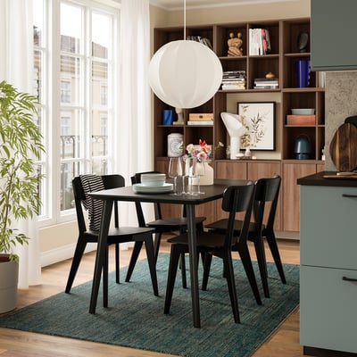 LISABO Table, noir/frêne plaqué, 55 1/8x30 3/4 "