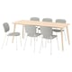 LISABO / VIHALS Table et 6 chaises, frêne/blanc Tibbleby beige/gris, 78 3/4x30 3/4 "