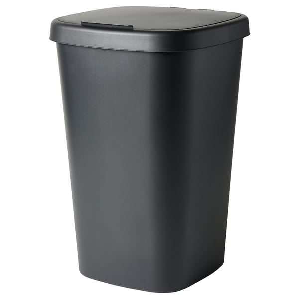 LÖVKVAST Bac avec couvercle, noir, 13 gallon