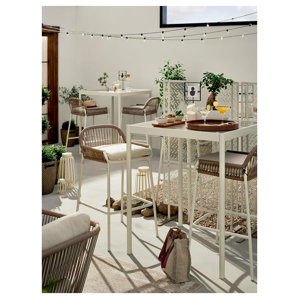 LUNGÖN Paravent, blanc cassé intérieur/extérieur, 55 1/8x31 1/2x15 3/4 "