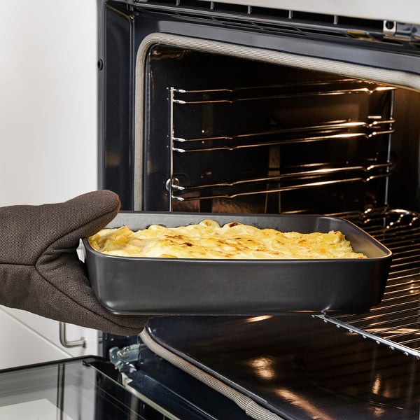 LYCKAD Plat de service/four 2p, gris foncé