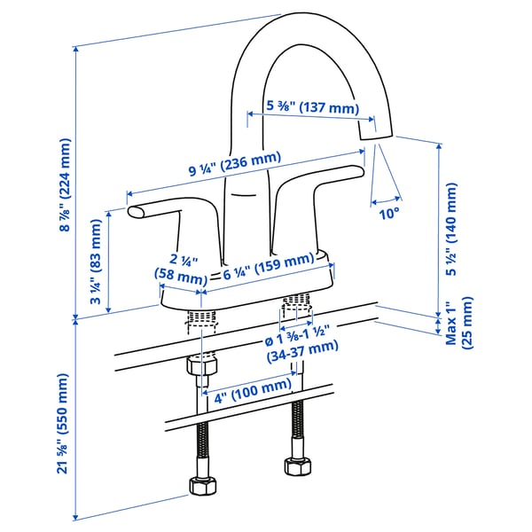 MACKSJÖN Mélangeur de lavabo centré, chromé, 4 "